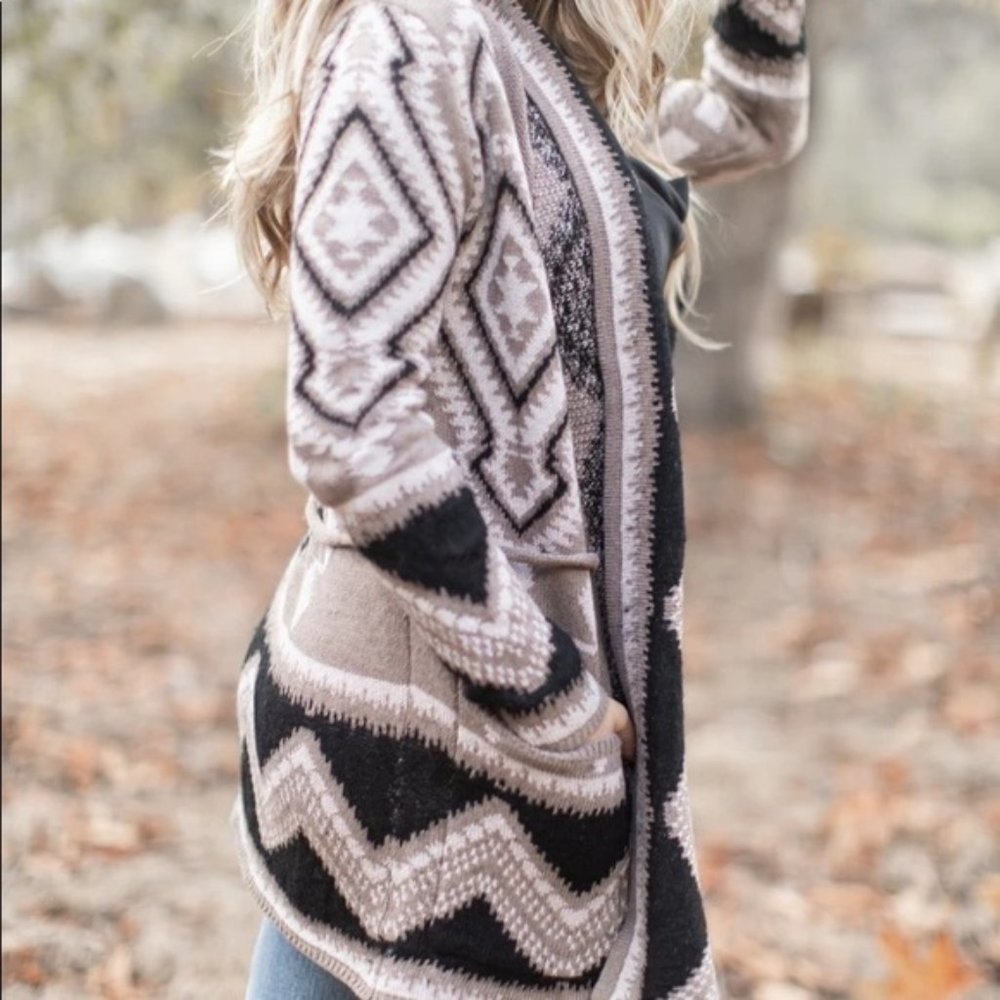 New Aztec Tribal Boho Western Ski Montana Cardigan Sweater Southwest Coat - Picture 4 of 9
